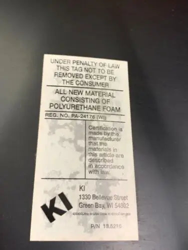 Furniture tag for WWF World Wrestling Federation 2001 Vengeance Ringside Chair