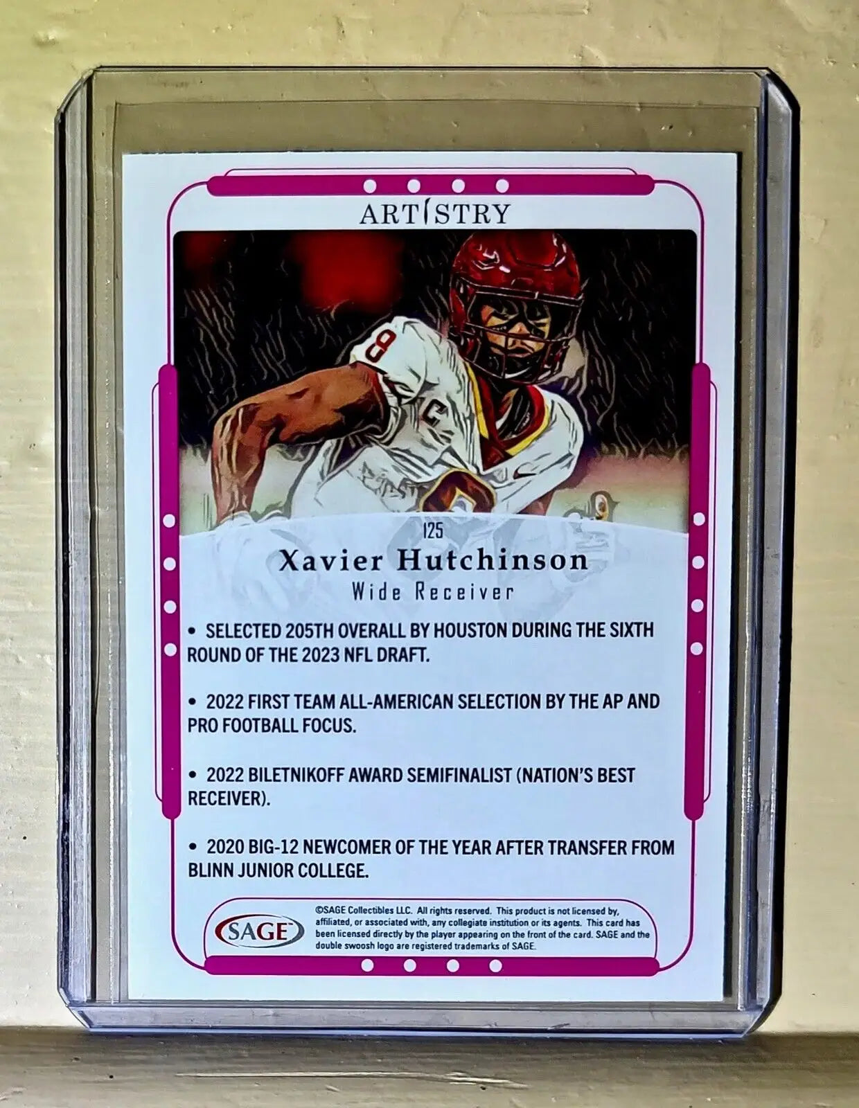 Xavier Hutchinson 2023 SAGE NFL Artistry Football #125 Card - Football Card Single