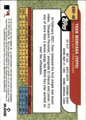 Yoan Moncada 2021 Topps Archives 1989 Topps Big Foil #89BF-40 Chicago White Sox - Baseball Card Single