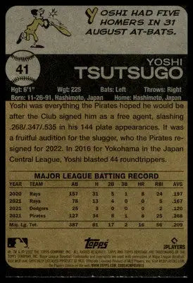 Yoshi Tsutsugo 2022 Topps Heritage #41 Pittsburgh Pirates - Baseball Card Single
