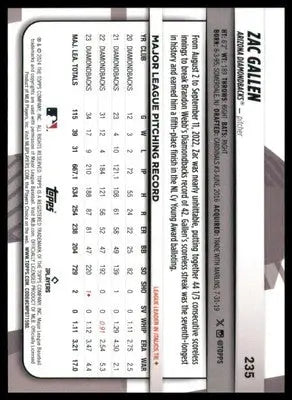 Zac Gallen 2024 Topps Big League #235 Arizona Diamondbacks - Baseball Card Single