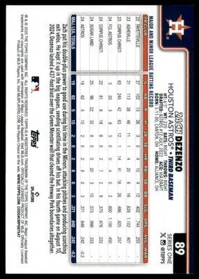 Zach Dezenzo Rookie 2025 Topps #89 Houston Astros - Baseball Card Single