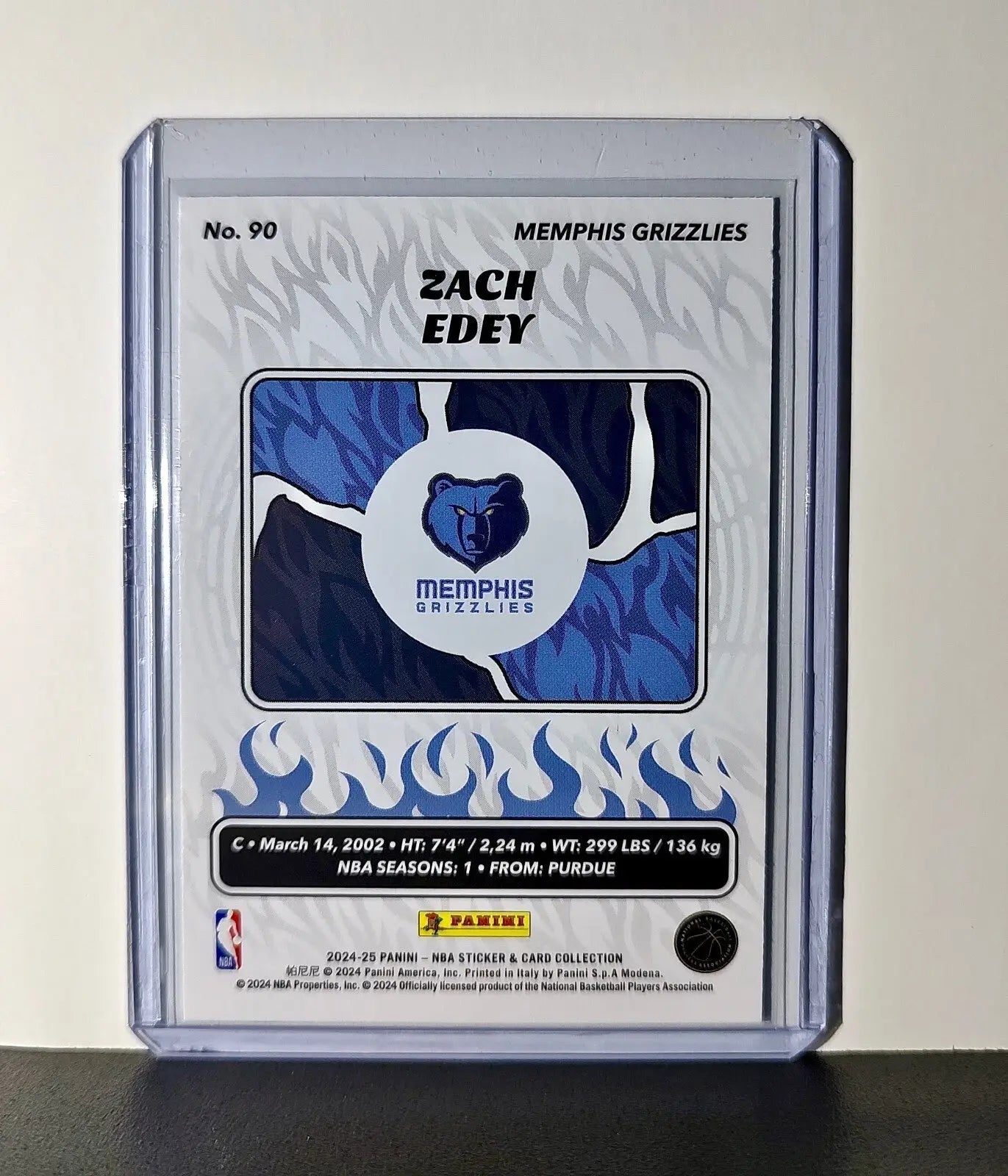 Zach Edey Rookie 2024-25 Panini NBA #90 Sticker Card Memphis Grizzlies