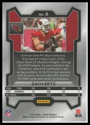 Zach Ertz 2023 Panini Prizm #6 Arizona Cardinals