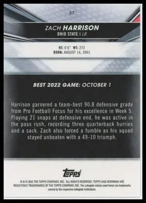 Zach Harrison 2022-23 Bowman’s Best University #57 Ohio State Buckeyes