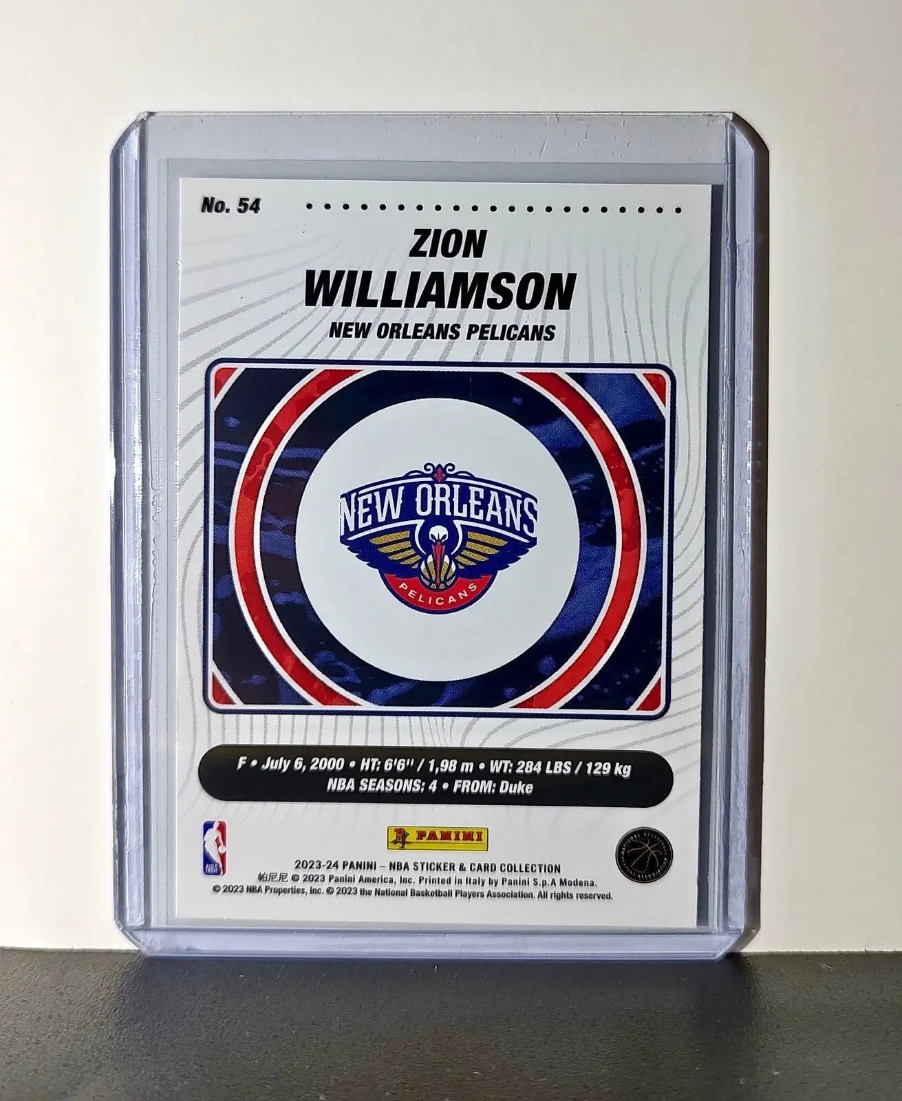 Zion Williamson 2023-24 Panini NBA #54 Foil Sticker Card New Orleans Pelicans