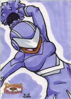 Vibrant Jeff Pina Zombies vs Cheerleaders 2013 sketch card with purple-suited character