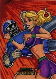 Vibrant cheerleaders sketch card by Anthony Hochrein featuring humorous action scene