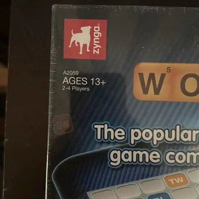 Board game box for Words With Friends by Zynga, a fun friends board game for family night