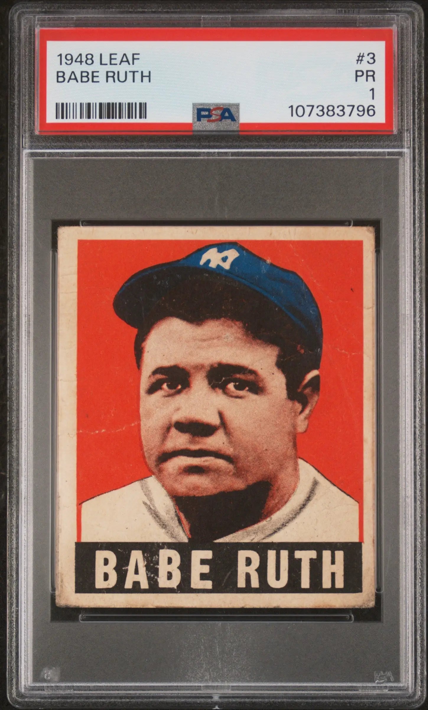 Graded Babe Ruth 1948 Leaf #3 baseball card for collectors at Columbia Hobby