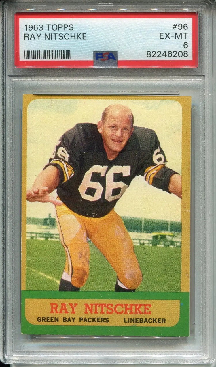 1963 Ray Nitschke RC #96 Green Bay Packers Graded PSA 6 EX-MT Rookie Card