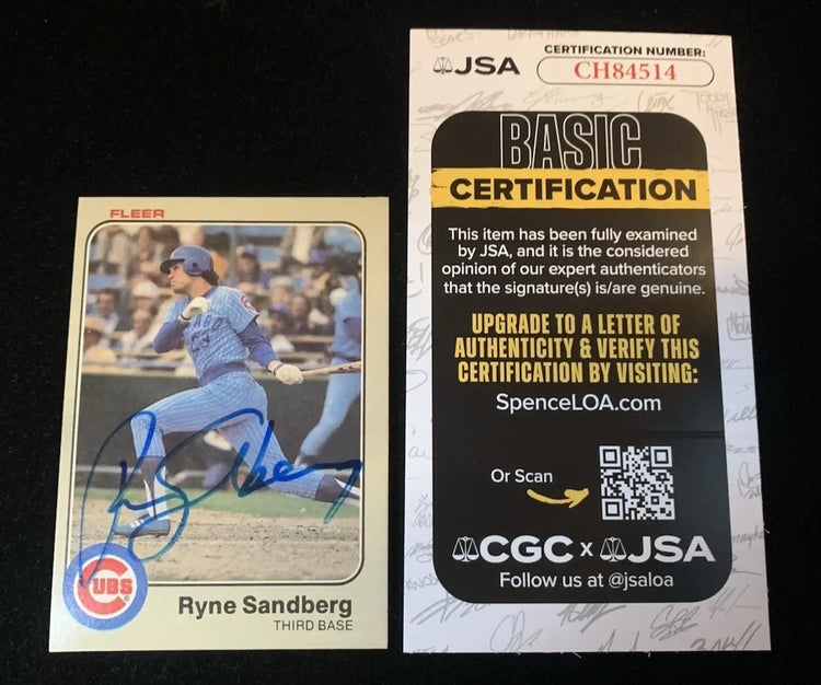 1983 Fleer RYNE SANDBERG #507 Signed Rookie Card JSA Autograph RC Early Sig