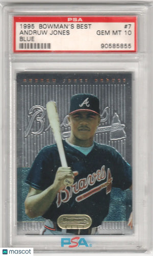 ANDRUW JONES 1995 Bowman’s Best Blue RC Rookie #7 PSA 10 GEM MINT - BRAVES - Baseball Card Single