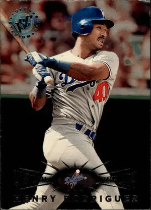 Vintage Topps Stadium Club Virtual Reality baseball card of Henry Rodriguez in Dodgers uniform