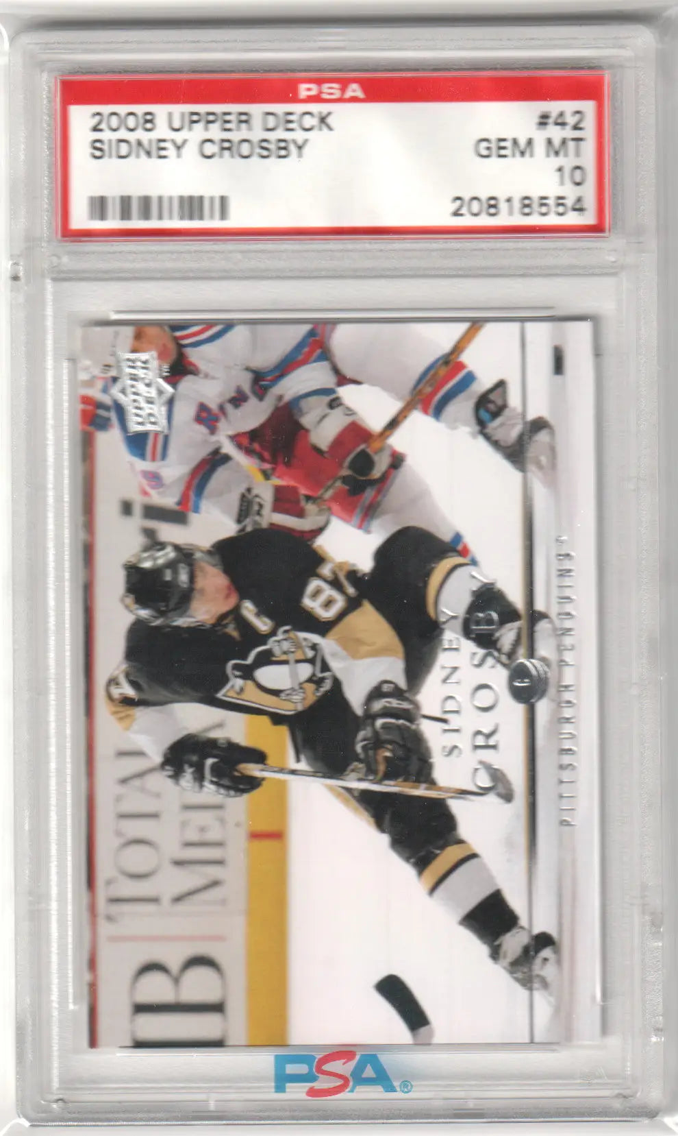 PSA-graded Sidney Crosby 2008-09 Upper Deck hockey card in Penguins uniform