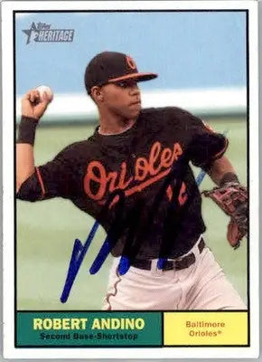 Robert Andino - 2010 Topps Heritage - #71 - AUTO Baseball - Baseball Card Single
