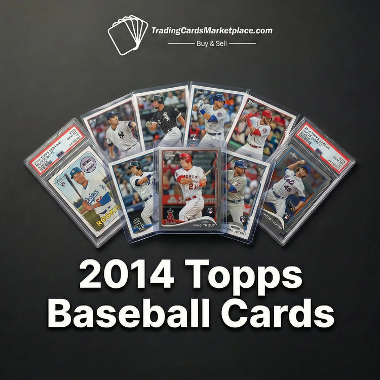 A collection of 2014 topps baseball cards, each encased in clear protective slabs with red and white grading labels.