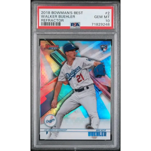 2018 Bowman’s Best Refractors #2 Walker Buehler PSA 10 GEM MINT Los Angeles Dodgers Baseball Card - Baseball Card Single