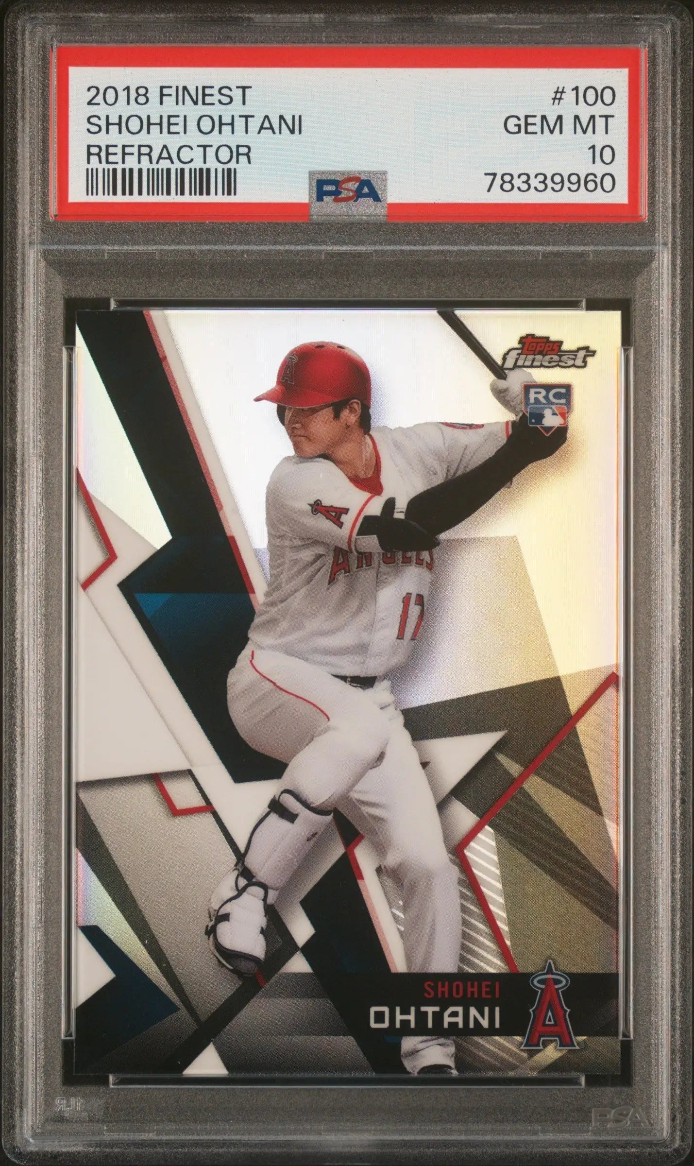 PSA-graded Shohei Ohtani 2018 Topps Finest #100 Refractor RC PSA 10 Gem Mint baseball card