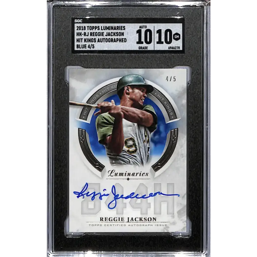 2018 Topps Luminaries Hit Kings Blue #HK-RJ Reggie Jackson Auto 4/5 Oakland Athletics Baseball Card - Baseball Card