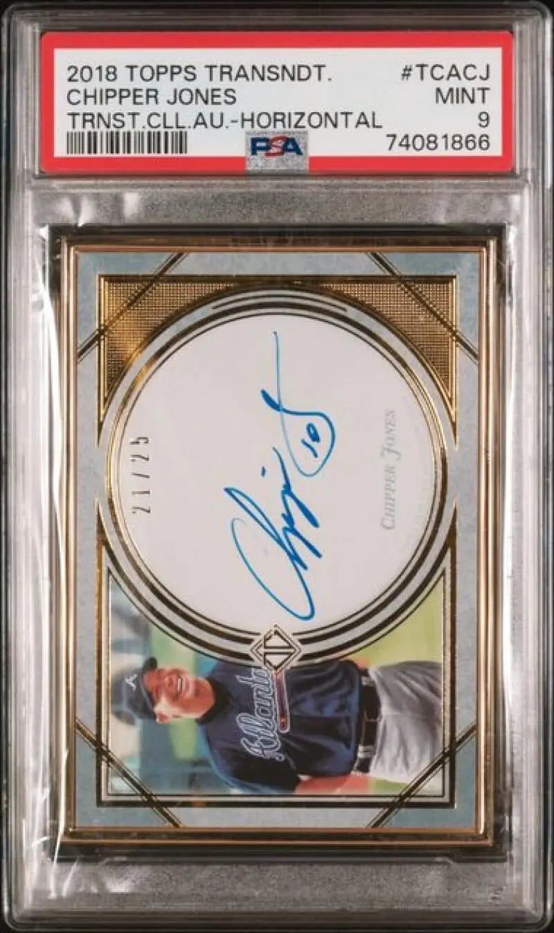 2018 Topps Transcendent #TCACJ Chipper Jones PSA 9 MINT Auto 21/25 Atlanta Braves Baseball Card - Baseball Card Single