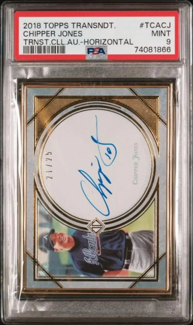 2018 Topps Transcendent #TCACJ Chipper Jones PSA 9 MINT Auto 21/25 Atlanta Braves Baseball Card - Baseball Card Single