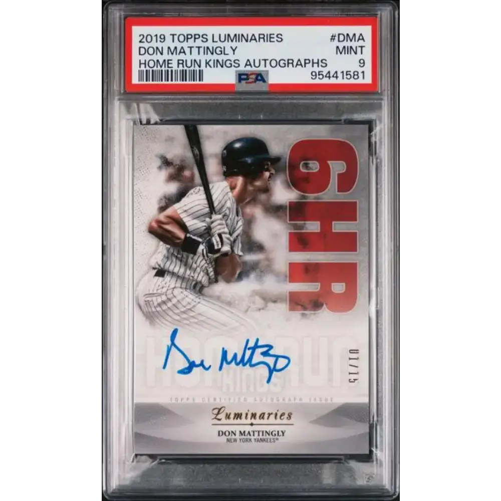 2019 Topps Luminaries Home Run Kings Red #HRK-DMA Don Mattingly PSA 9 MINT Auto 1/10 New York Yankees Baseball Card