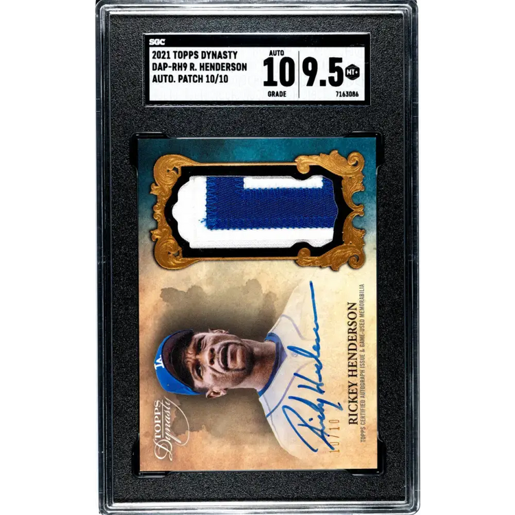 2021 Topps Dynasty #DAP-RH9 Rickey Henderson SGC 9.5 MINT+ MEM Auto 10/10 Los Angeles Dodgers Baseball Card - Baseball