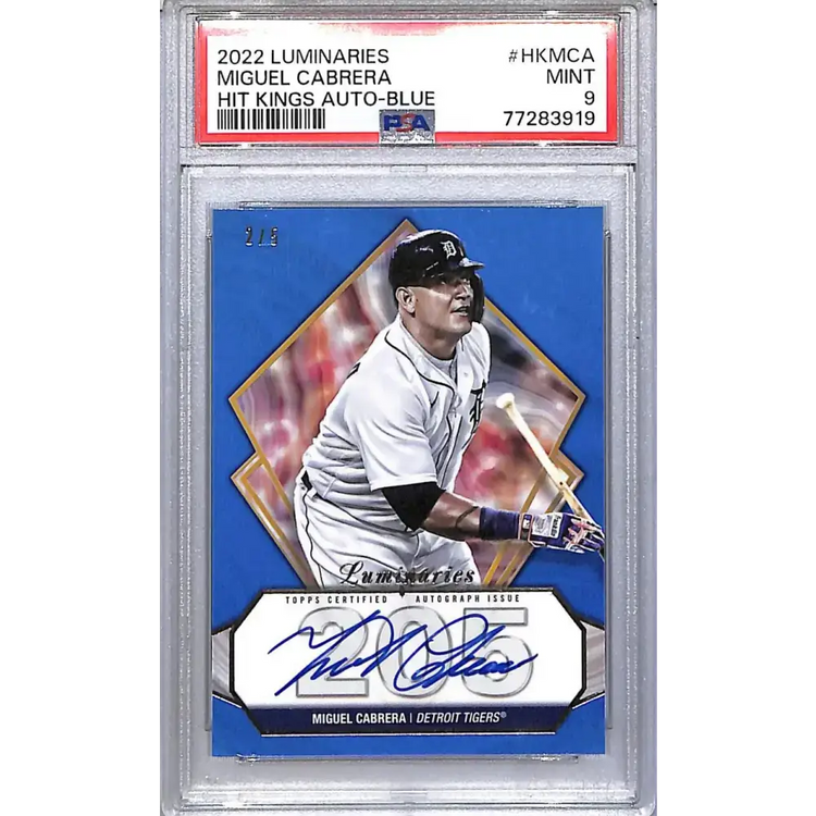 2022 Topps Luminaries Hit Kings Blue #HK-MCA Miguel Cabrera PSA 9 MINT Auto 2/5 Detroit Tigers - Baseball Card Single