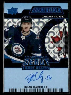 2024-25 Upper Deck Cred #DTAA-DS Dylan Samberg Debut Ticket Auto Blue #/35 - Hockey Card Single