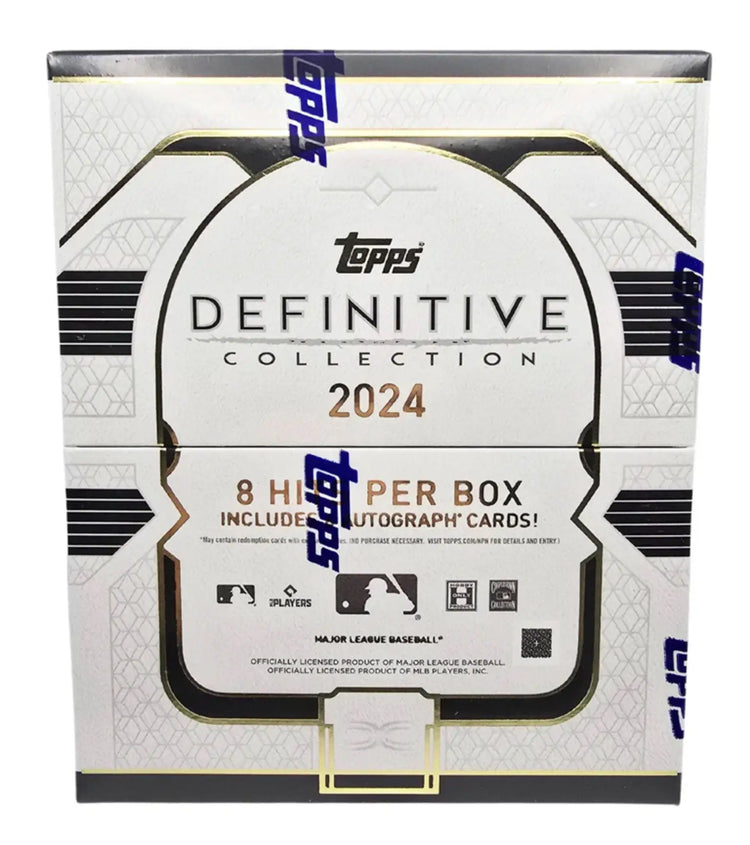 2024 Topps Definitive Collection Baseball Hobby Box with red parallel and purple parallel cards