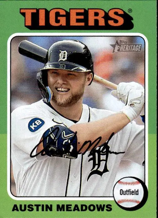 Baseball card featuring Austin Meadows from 2024 Topps Heritage collection