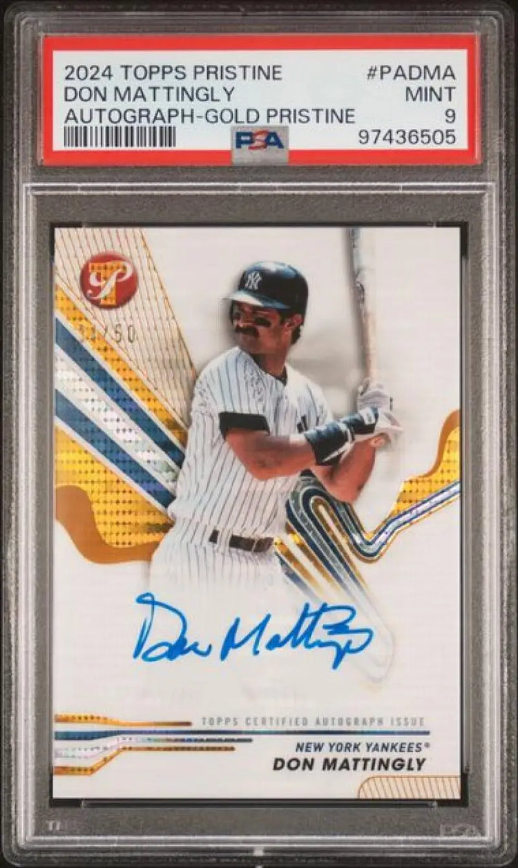2024 Topps Pristine Gold #PA-DMA Don Mattingly PSA 9 MINT Auto 34/50 New York Yankees Baseball Card - Baseball Card