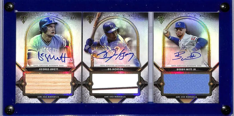 2024 Topps Triple Threads Book Card #ACB-BJW Bobby Witt Jr. / Bo Jackson / George Brett NM-MT MEM Auto 8/9 Kansas City