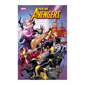 Marvel new avengers comic book cover featuring dynamic artwork of multiple superheroes in action poses.