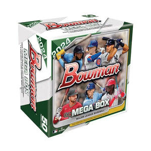 2024 Bowman Baseball Mega Box featuring MLB players on the packaging.