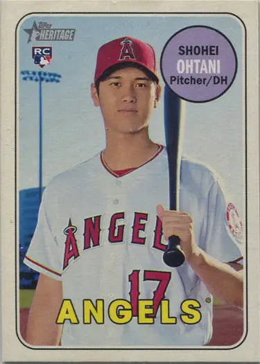 2018 Topps Heritage Base Card featuring Shohei Ohtani baseball card product