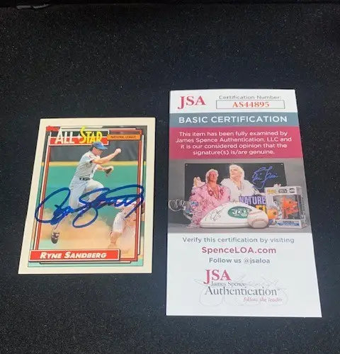 1992 Topps RYNE SANDBERG #387 Signed All-Star Auto Card JSA Autograph - Baseball Card Single