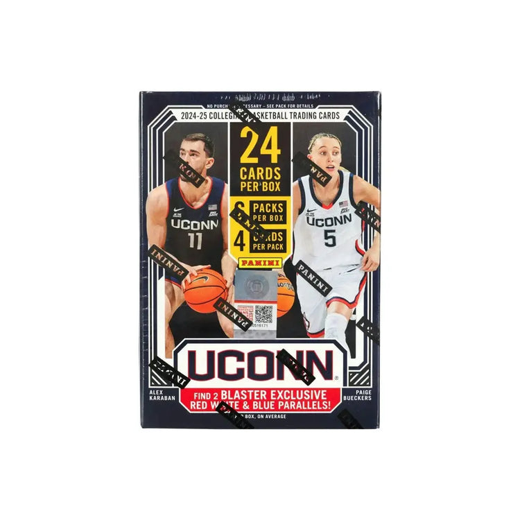 2024-25 panini uconn basketball trading cards box.