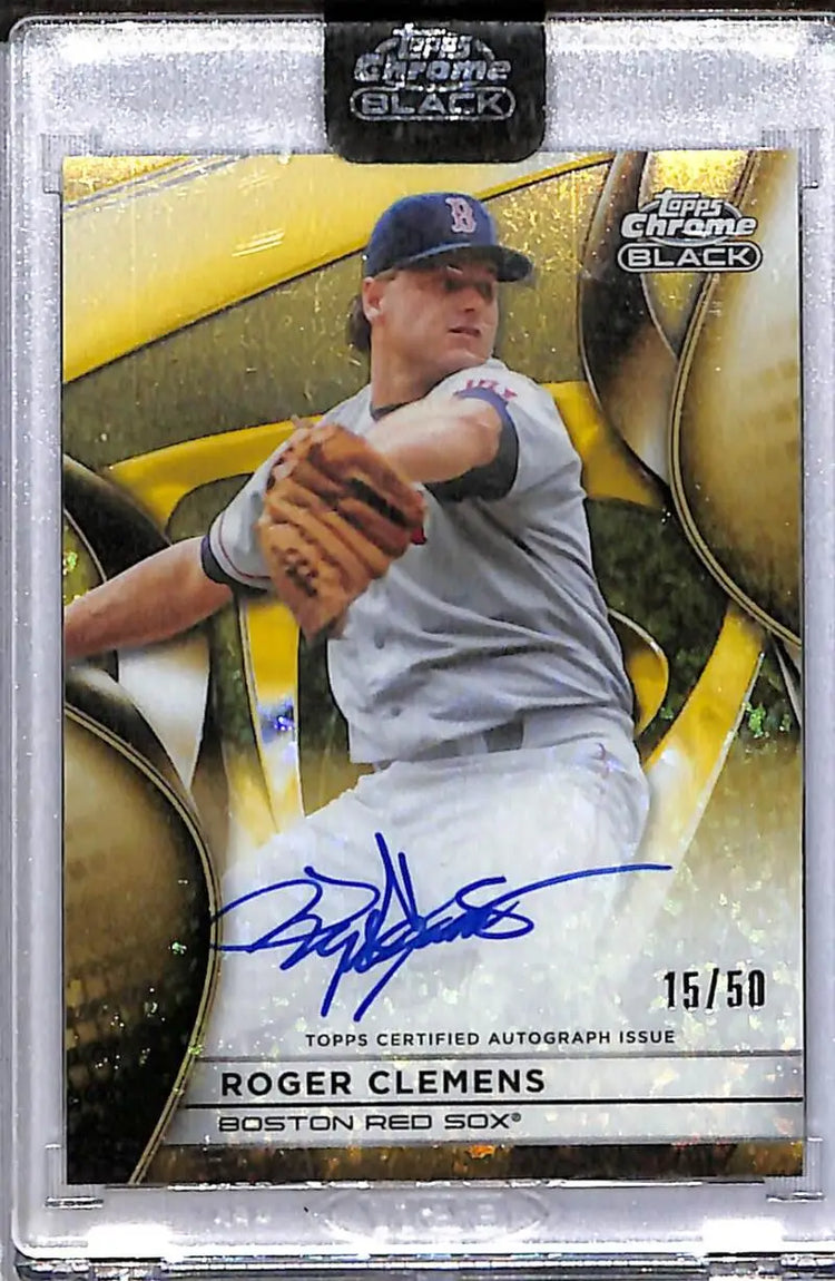 2025 Topps Chrome Black Gold Mini Diamond #CBA-RC Roger Clemens NM-MT Auto 15/50 Boston Red Sox - Baseball Card Single