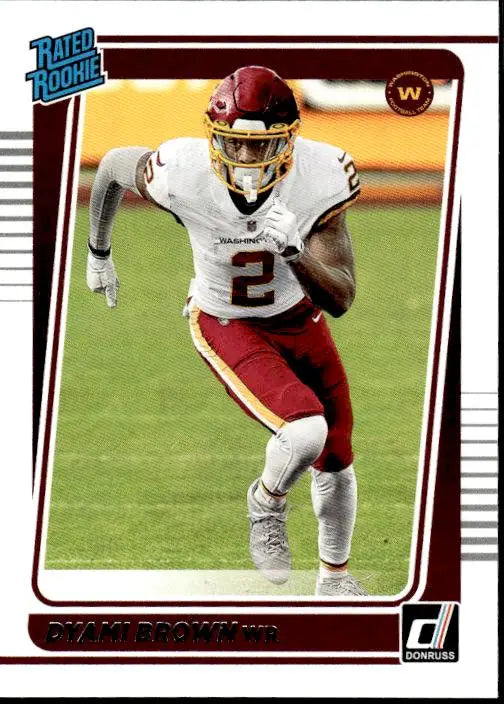 Dyami Brown Rated Rookie football card in Panini Spectra featuring Josh Allen 2021 card