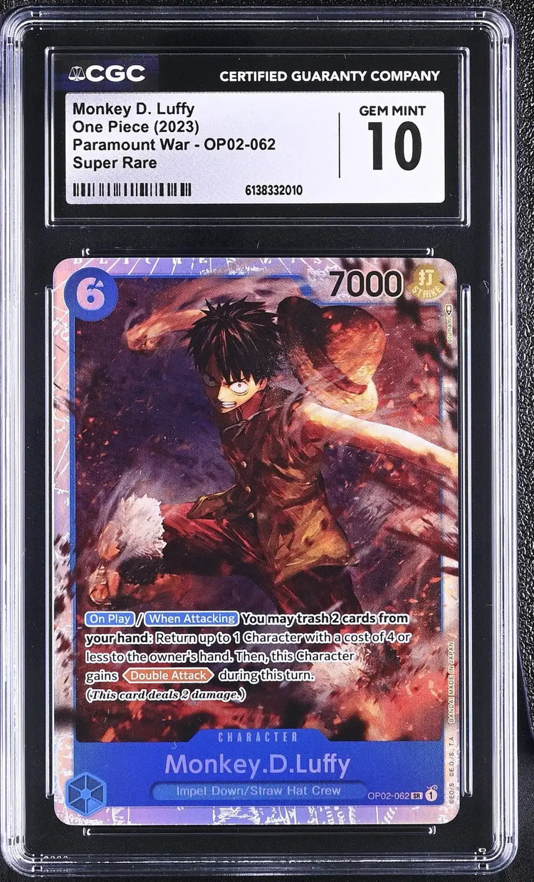 One Piece Monkey.D.Luffy OP02-062 SR Paramount War CGC 10 Gem Mint TCG - One Piece Card Single