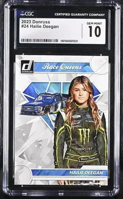 Graded Hailie Deegan racing card from 2023 Donruss Hailie Deegan #24 Racing CGC 10