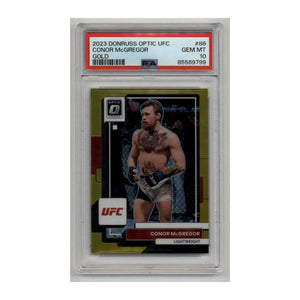 2023 donruss optic ufc conor mcgregor gold trading card, graded gem mt 10 by psa.