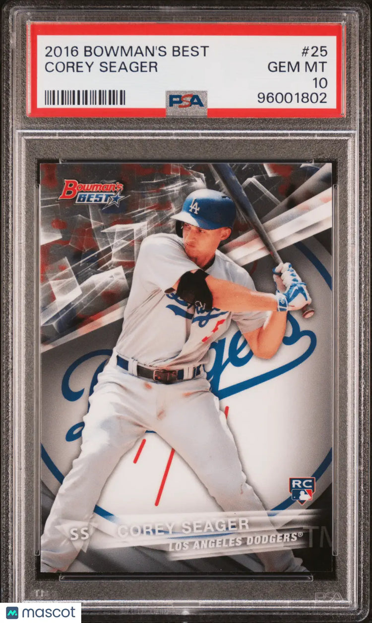 Corey Seager baseball card Bowman’s Best 2016 RC PSA 10 GEM MINT from Columbia Hobby