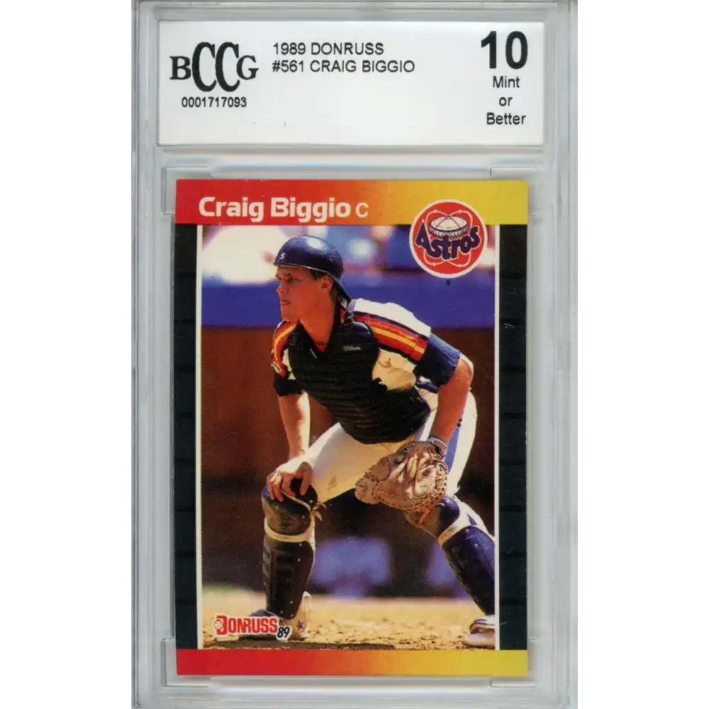 1989 Donruss #561 Craig Biggio BGS 10 Pristine RC Rookie Houston Astros Baseball Card - Baseball Card Single