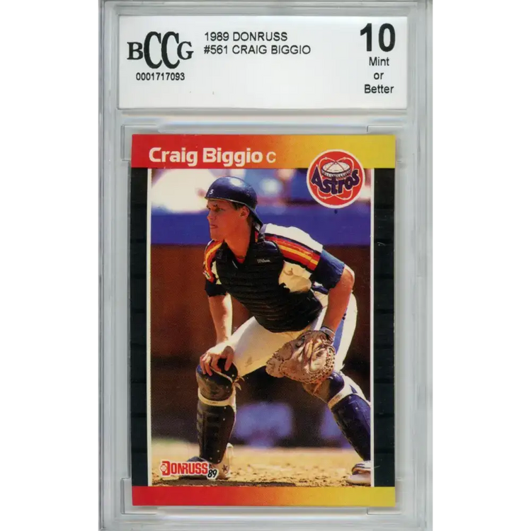 1989 Donruss #561 Craig Biggio BGS 10 Pristine RC Rookie Houston Astros Baseball Card - Baseball Card Single