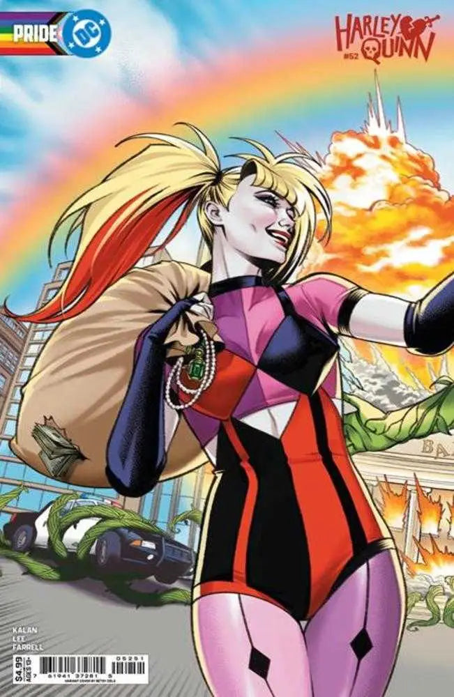 Harley Quinn #52 Cover D Betsy Cola DC Pride comic book cover highlighting differing opinions