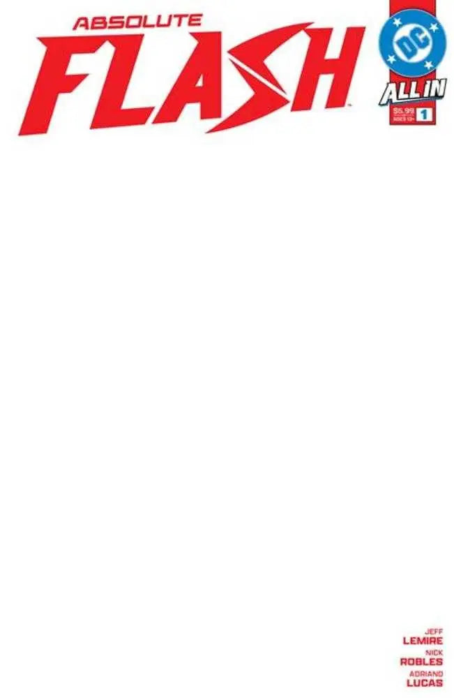 Comic book cover of Absolute Flash featuring Scarlet Speedster on blank cover H variant