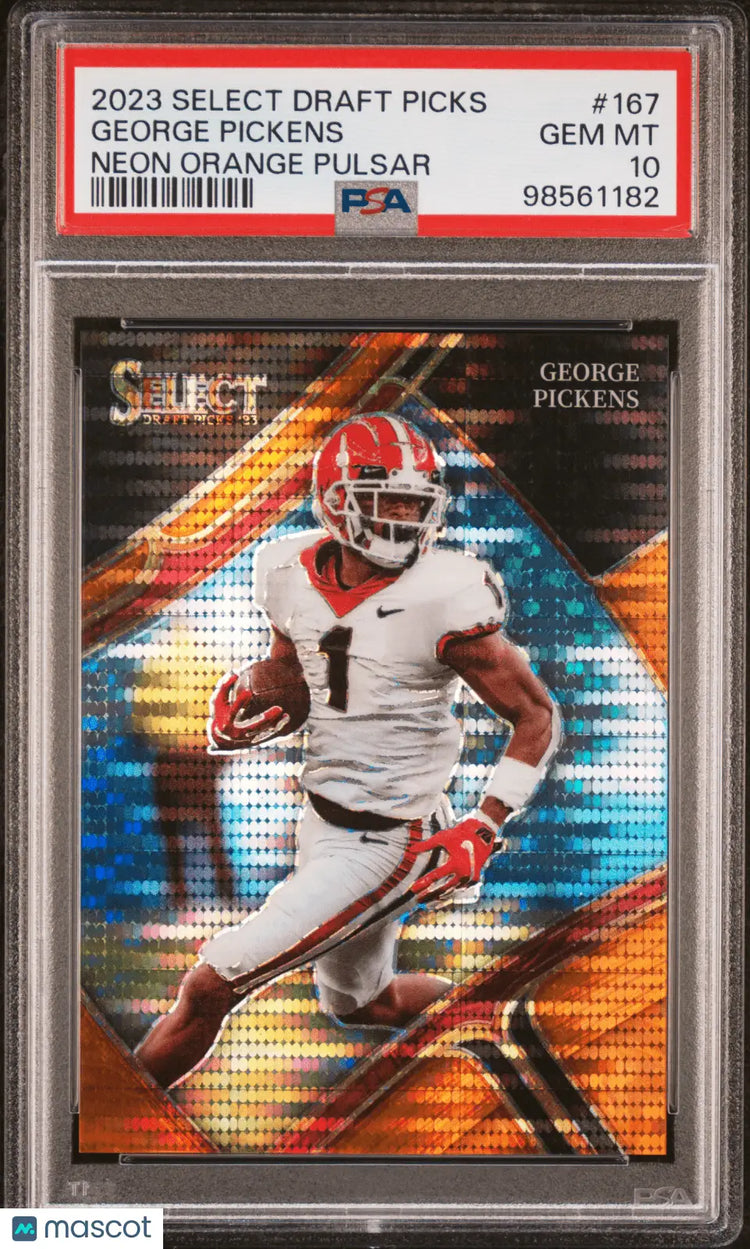 GEORGE PICKENS 2023 Panini Select Draft RC Rookie Neon Orange Pulsar #/26 PSA 10 - Football Card Single